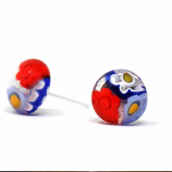Glass Stud Earrings - Floral