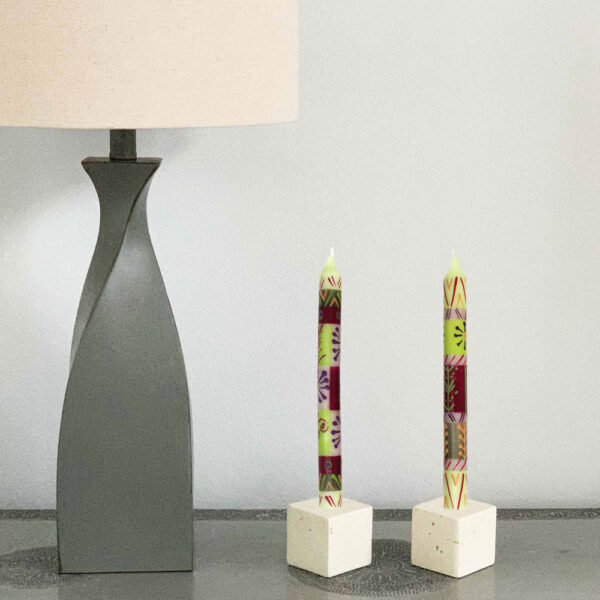 Hand Painted Taper Candles - Set of 2