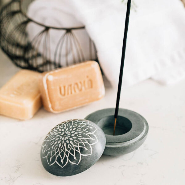Stone Candle & Incense Holder