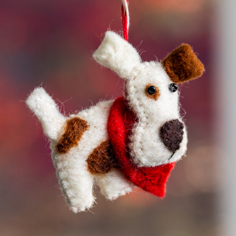 Felted Dog Ornament FairTrade Caravans