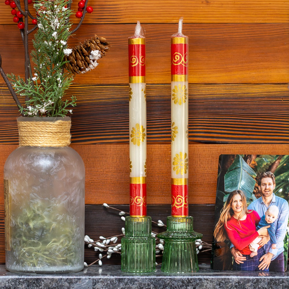 Red White Gold Candles Standing