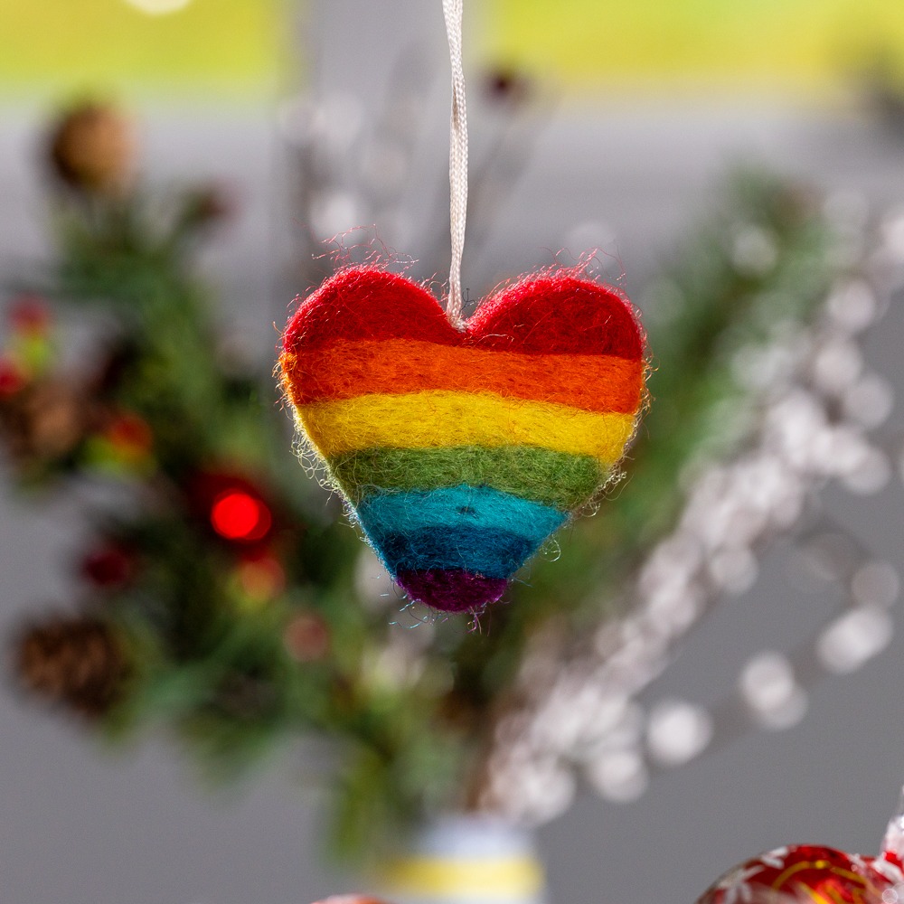 Rainbow Heart Ornament Hanging